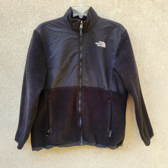 THE NORTH FACE Girls Jacket XL Black Fleece Softshell Full Zip Denali - Picture 1 of 13